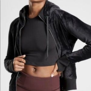 Athleta Velour Triumph Hoodie Med Black